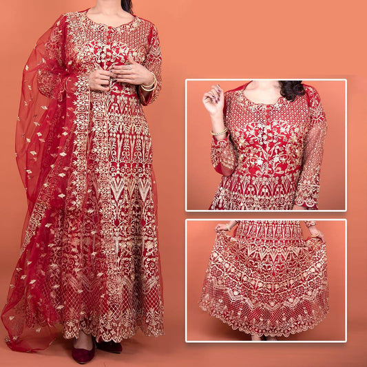 Net Fabric Maxi FR-303 – Stylish Party & Celebration Outfit | Limited Time Discount Offer