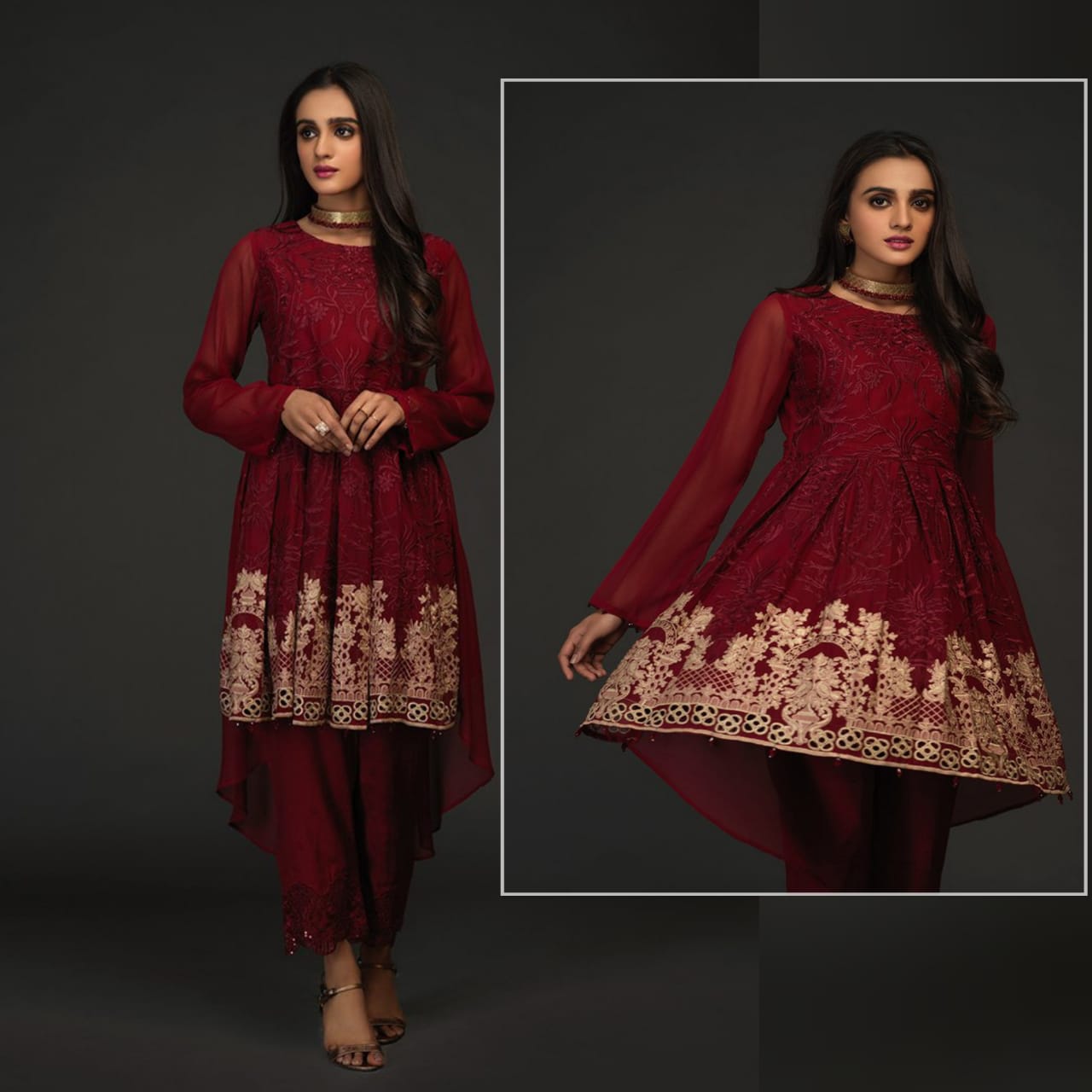 Chifon Frock MH-980  – Stylish Party & Celebration Outfit (Without Dupatta)