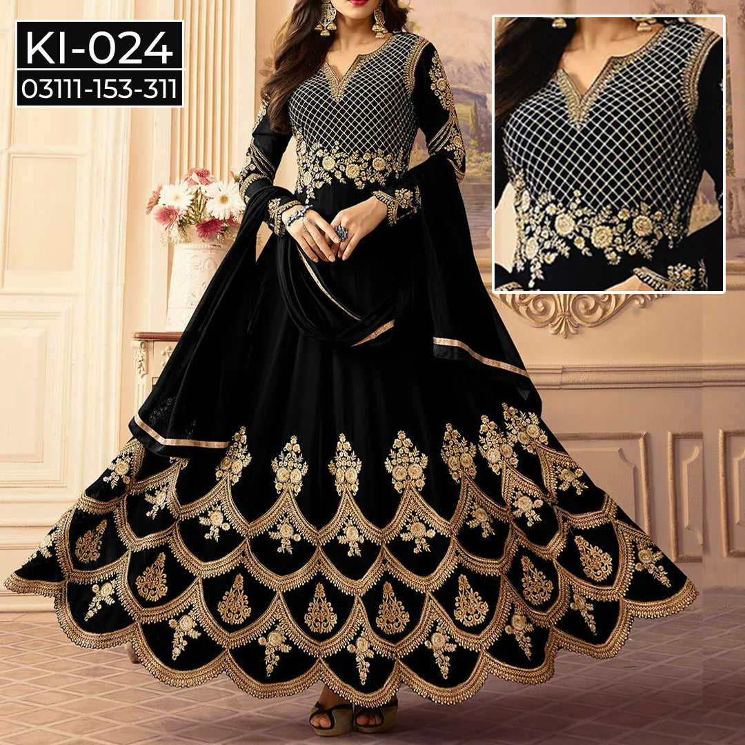 Maroon Chiffon Frock Code MH-016 – Stylish Party & Celebration Outfit