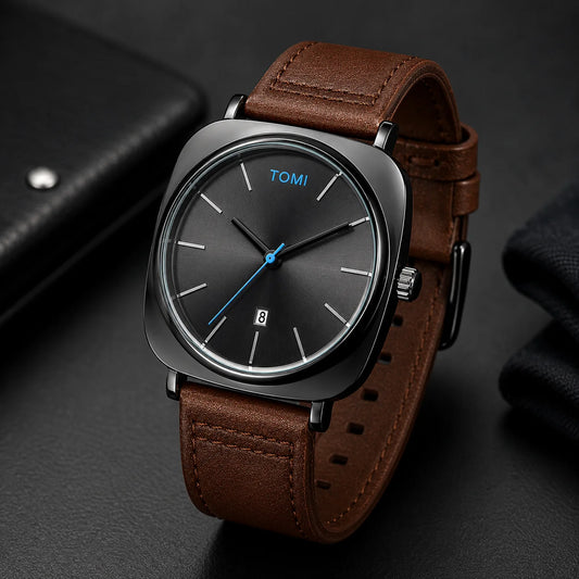 TOMI Quartz Date Business Class Strap Watch